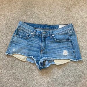 Rag and bone distressed jean shorts in size 25